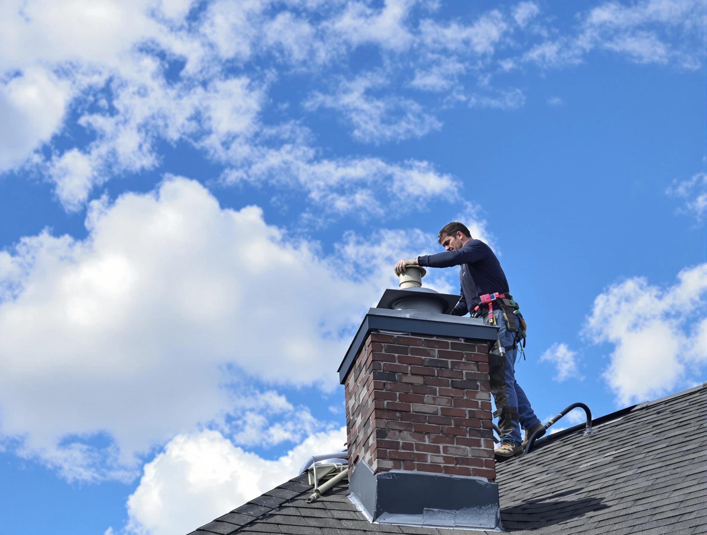 Petersburg Chimney Sweep installing a sturdy chimney cap in Petersburg, VA