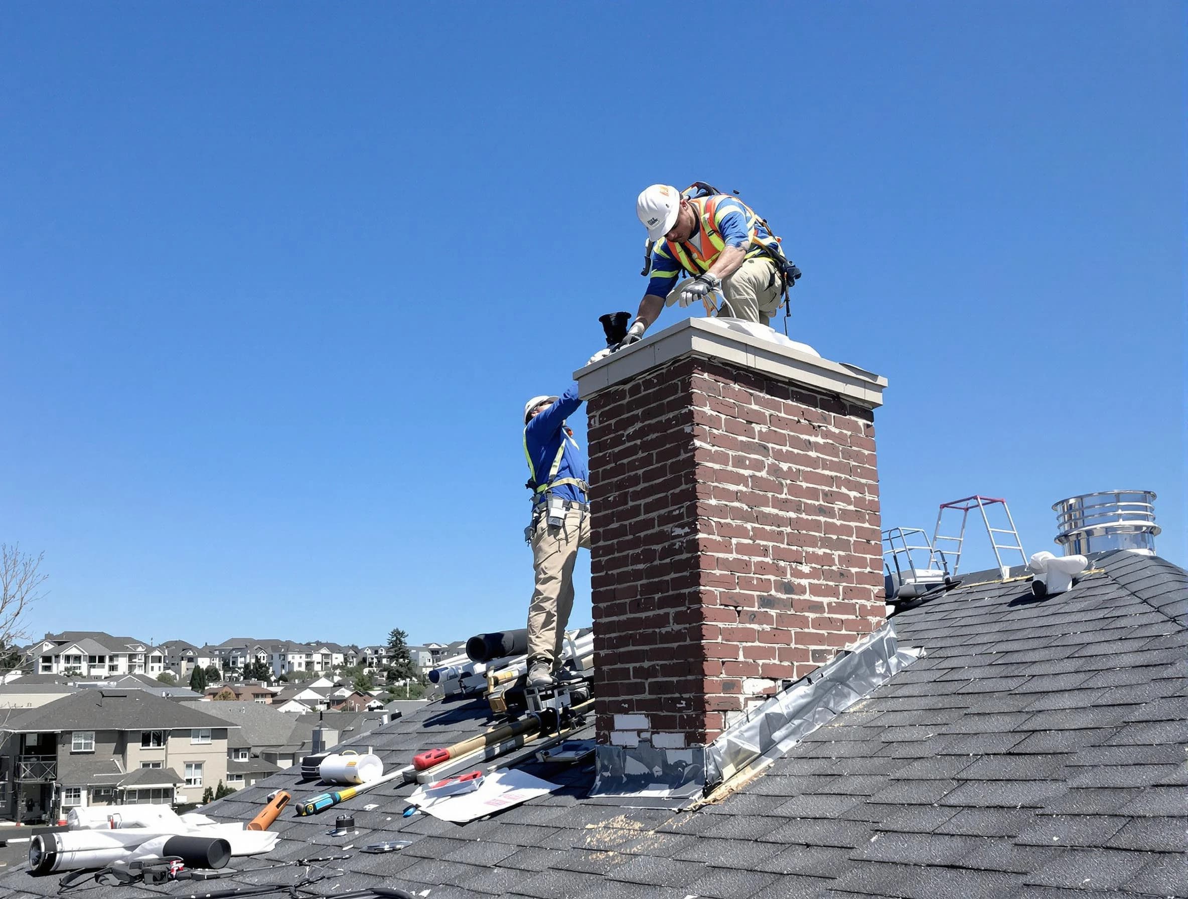 Petersburg Chimney Sweep repairing a chimney crown in Petersburg, VA