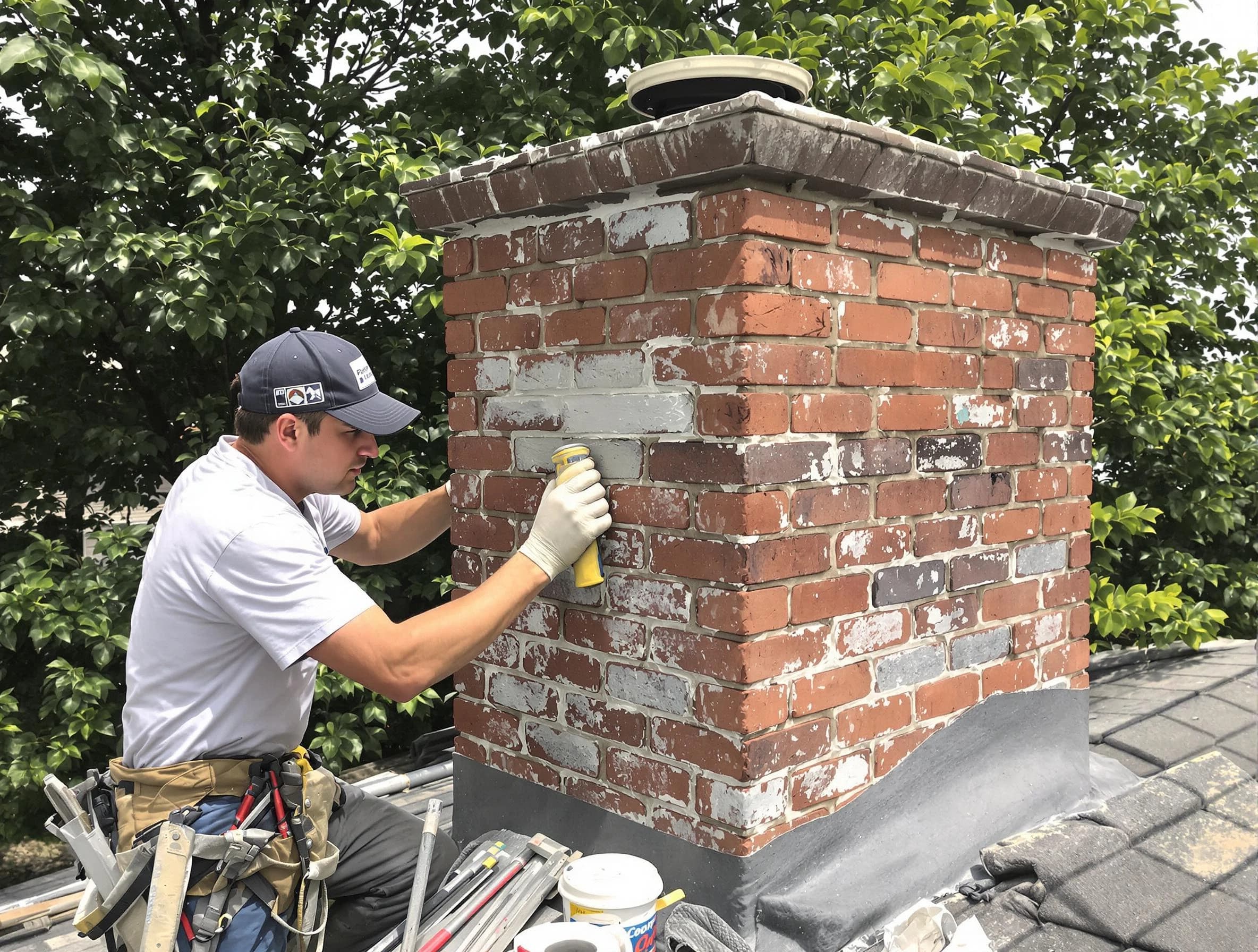 Petersburg Chimney Sweep restoring an aging chimney in Petersburg, VA