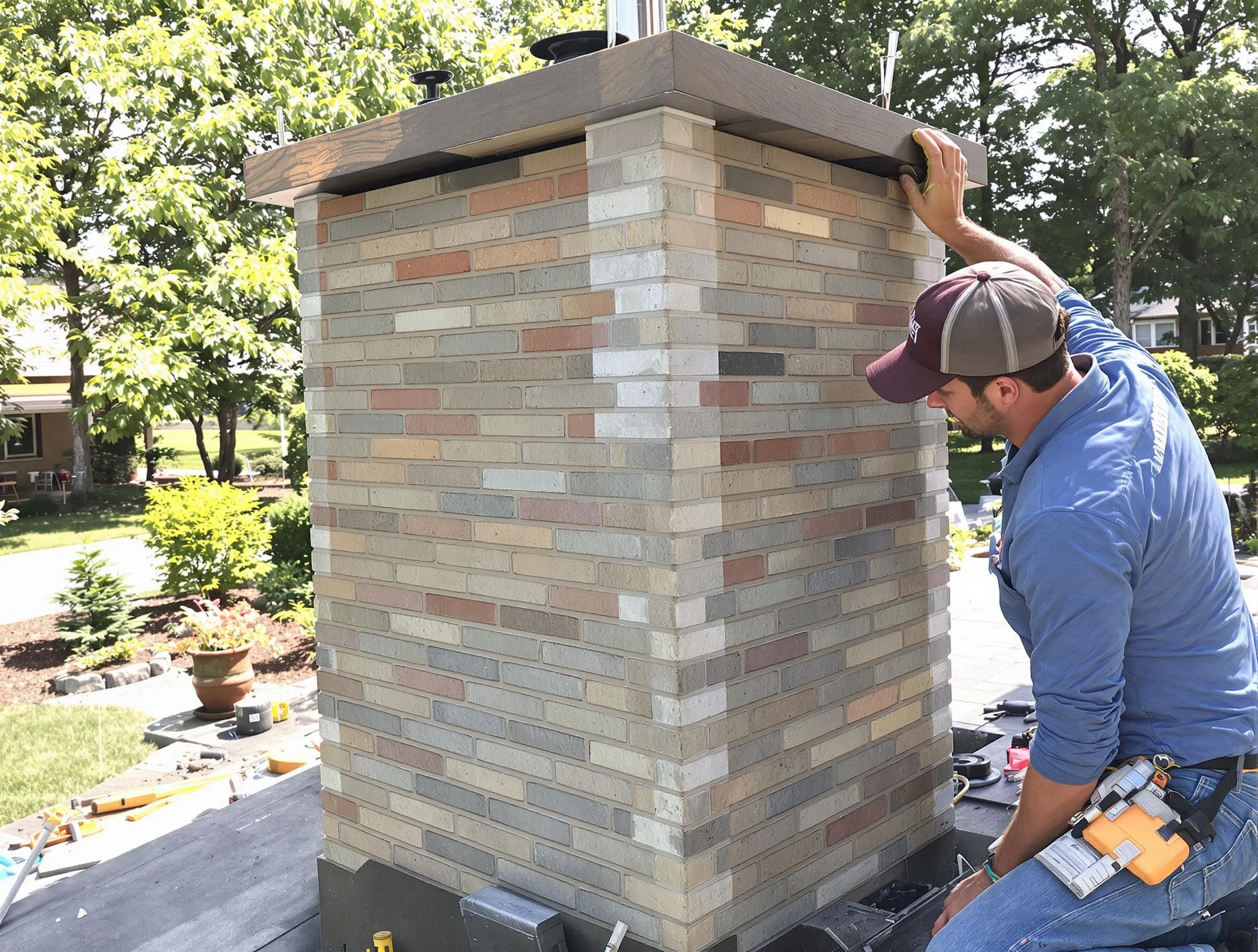 Petersburg Chimney Sweep completing a modern chimney remodel in Petersburg, VA
