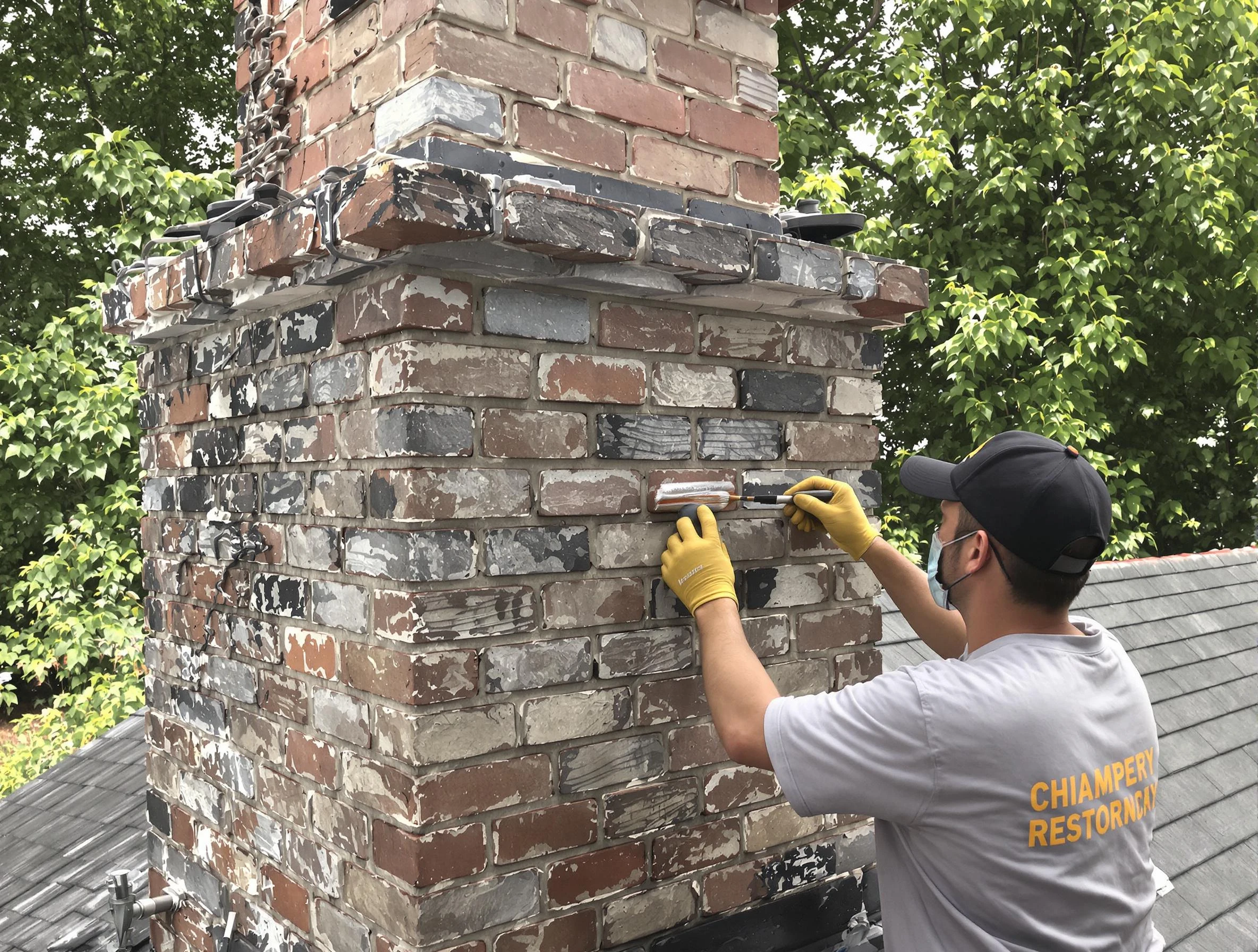 In-progress chimney restoration by Petersburg Chimney Sweep in Petersburg, VA