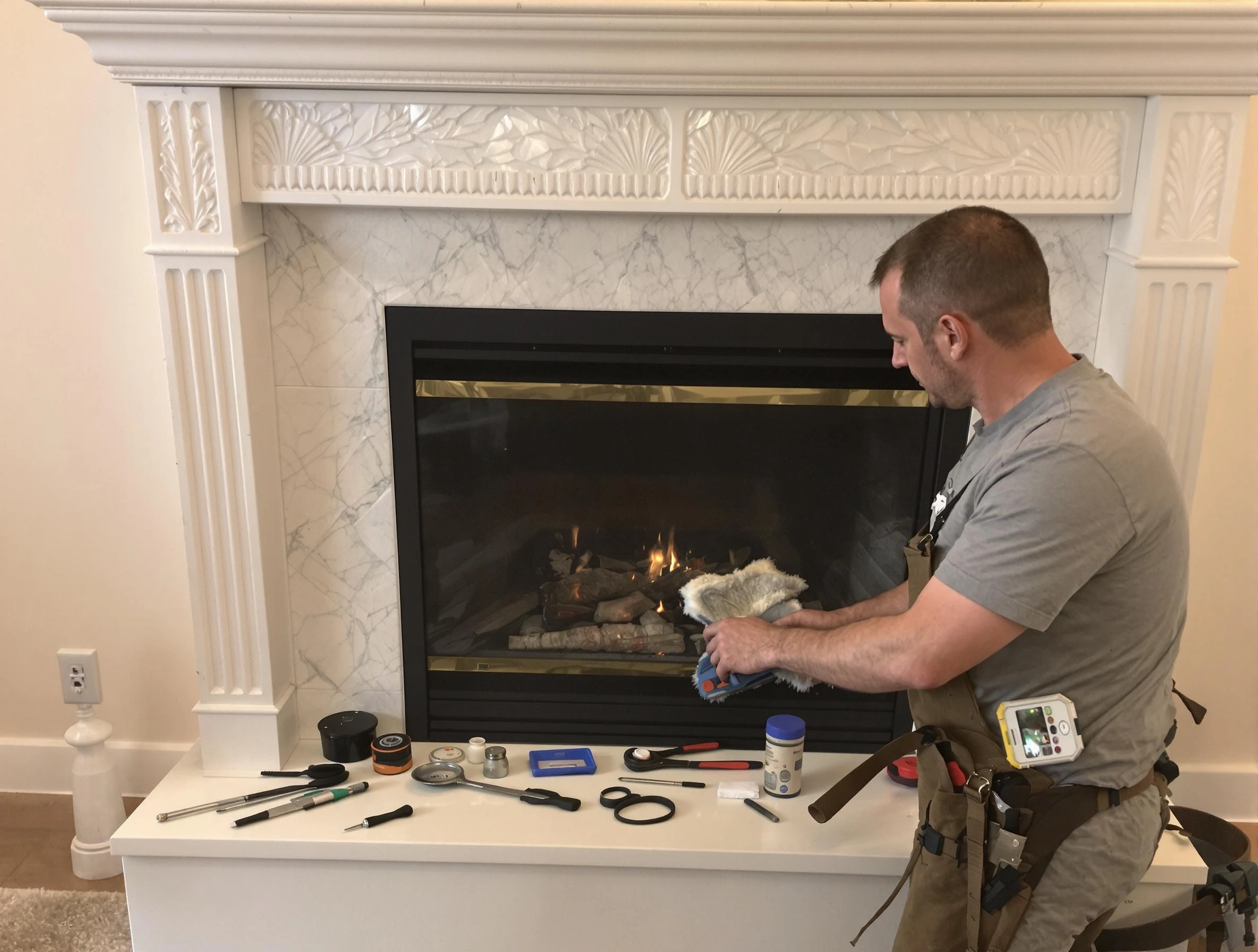 Petersburg Chimney Sweep performing fireplace maintenance in Petersburg, VA